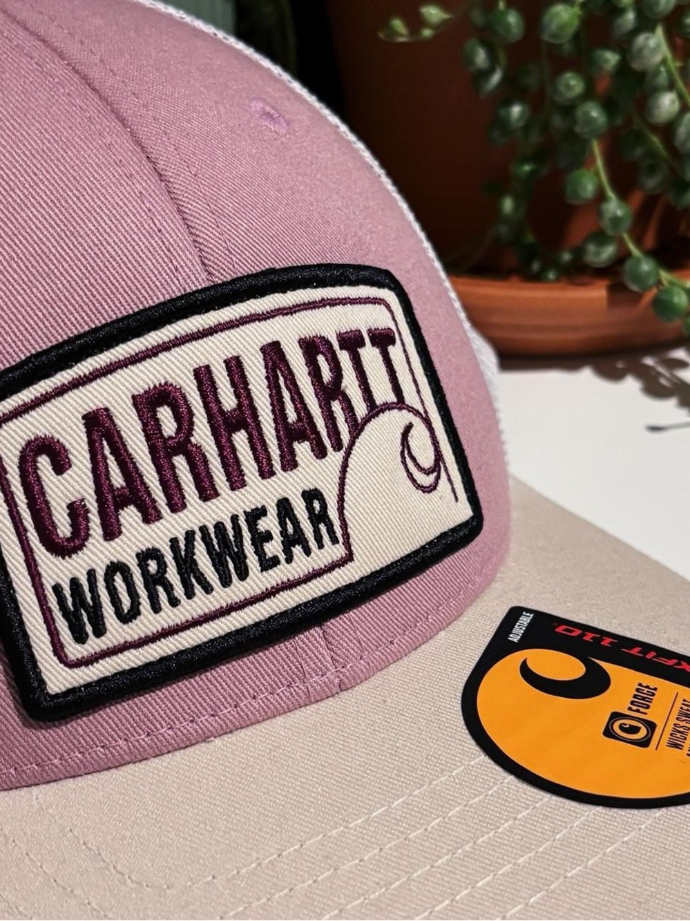Carhartt Workwear Force Flexfit 110 Trucker Hat Pink Cream Mesh Snapback NWT